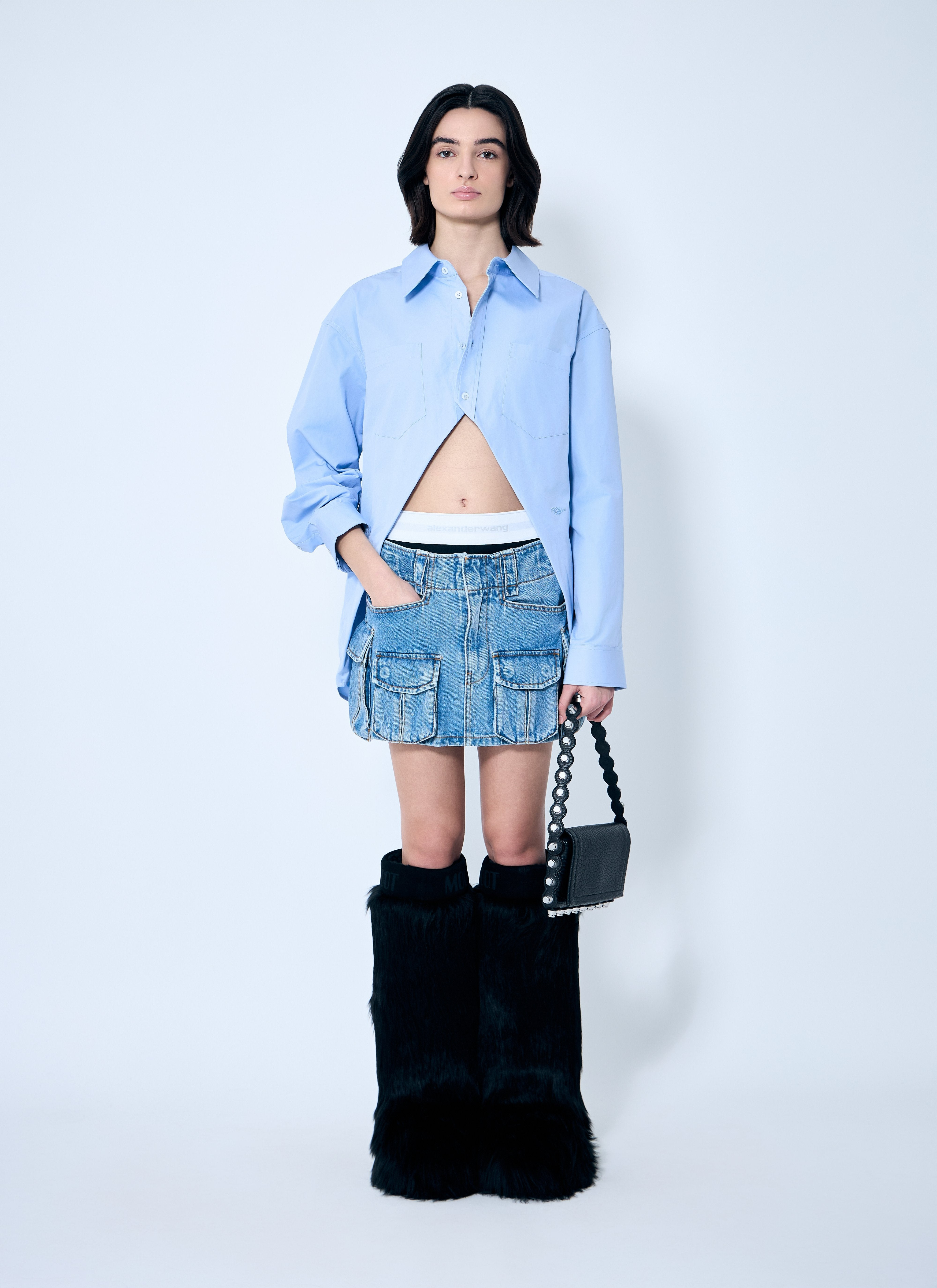 Alexander Wang Women Cargo Denim Mini Skirt - 2