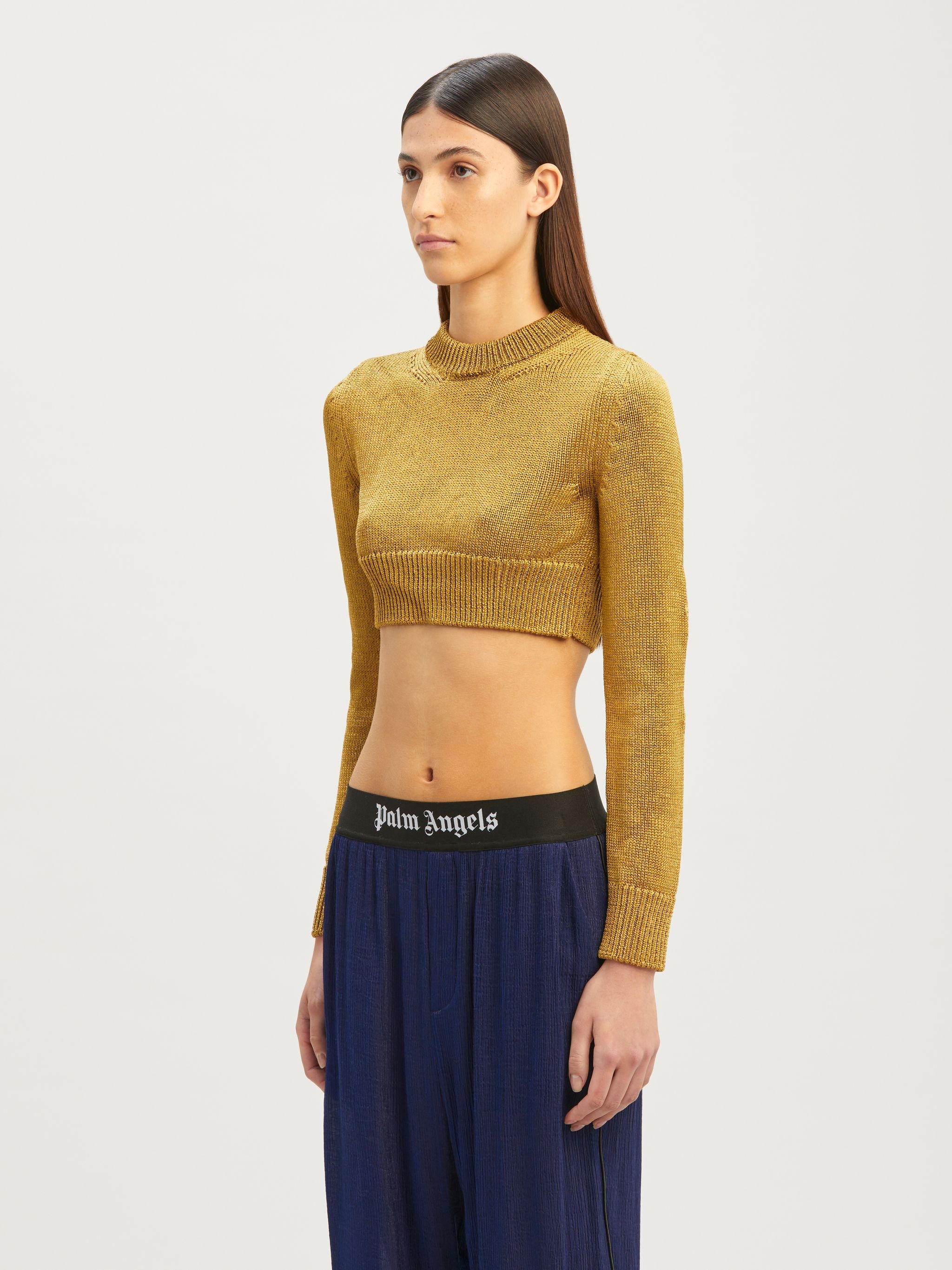 Cropped Laminated Sweater - 4