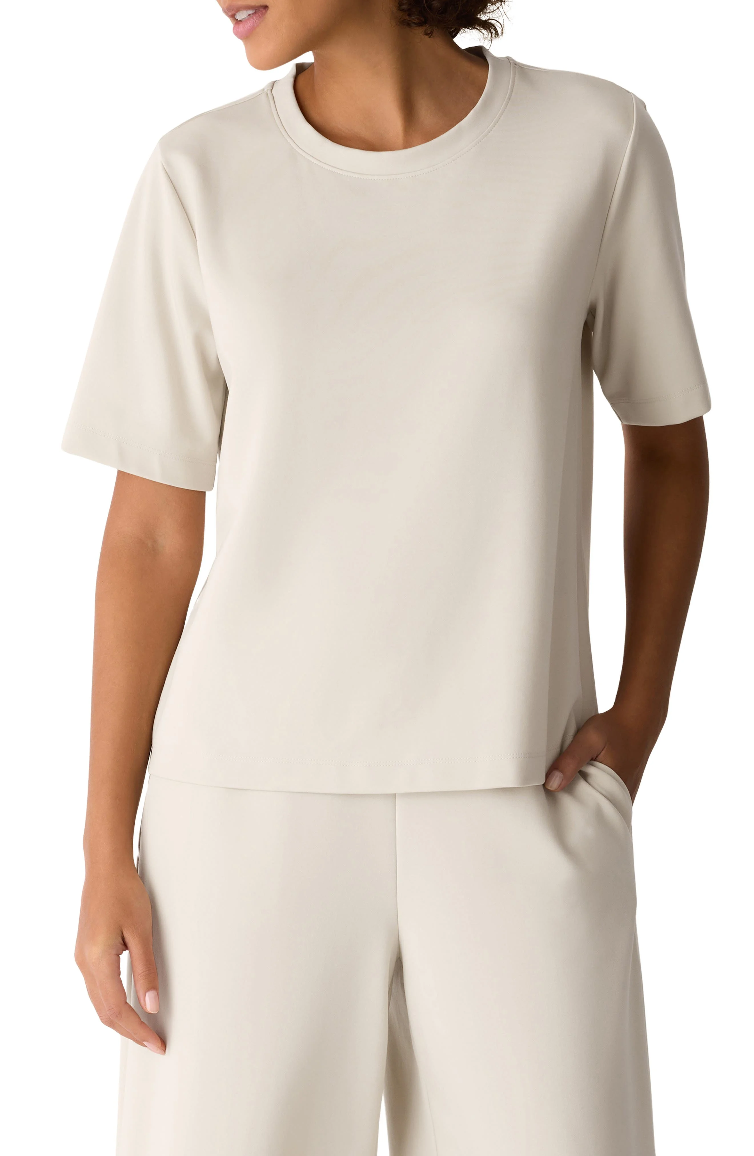 Eileen Fisher Crewneck Ponte T-Shirt in Papyrus at Nordstrom - 1