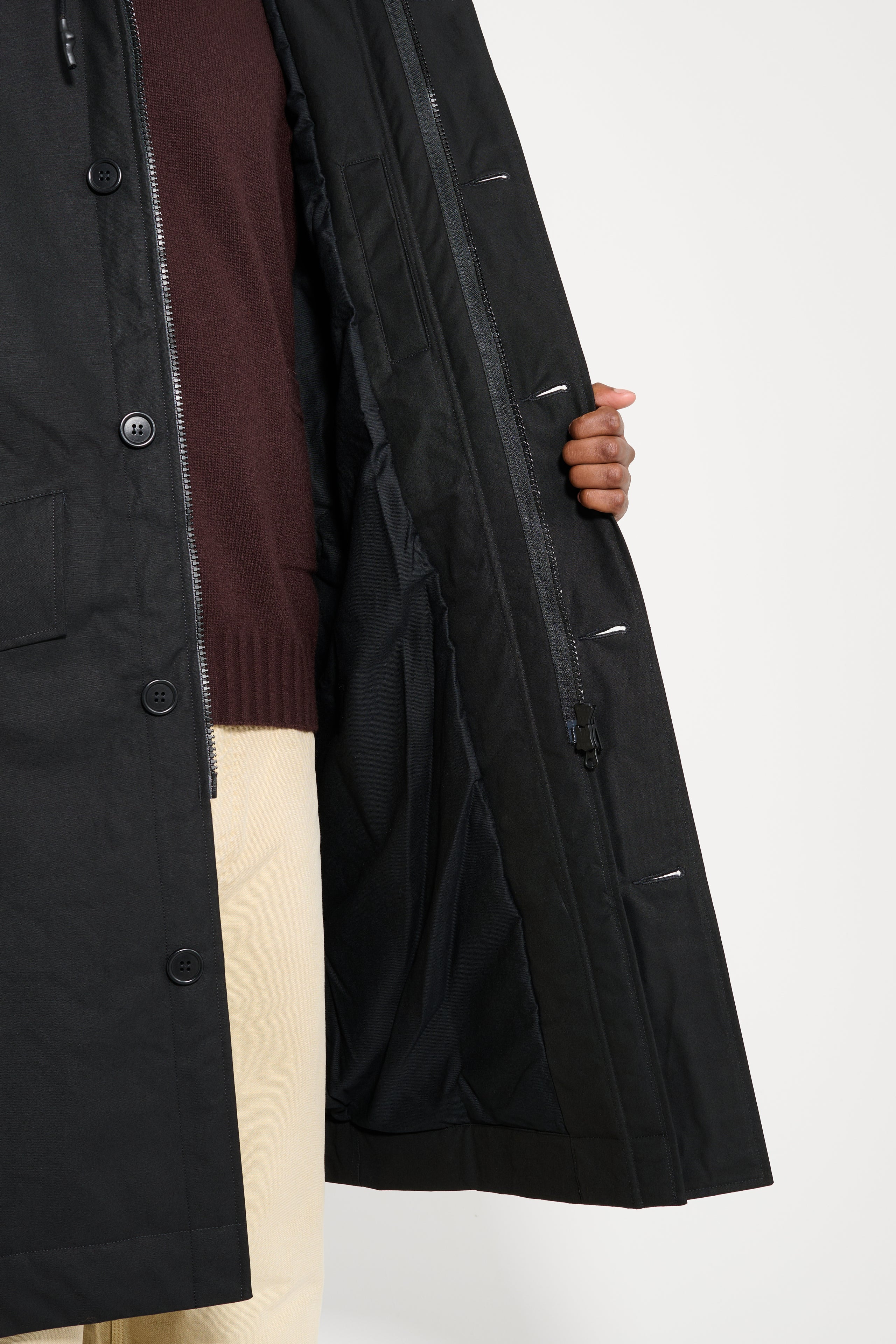 MARGARET HOWELL MHL HOODED DECK PARKA DRY COTTON CANVAS BLACK - 6
