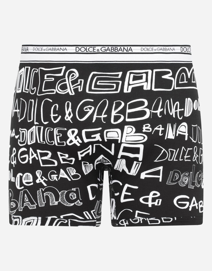 Long-leg stretch cotton boxers with logo print - 3