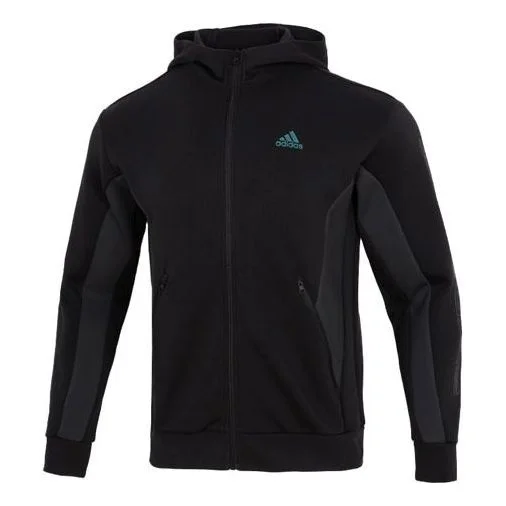 Men's adidas St Blok Knjkt Athleisure Casual Sports Solid Color Hooded Jacket Black HM2992 - 1