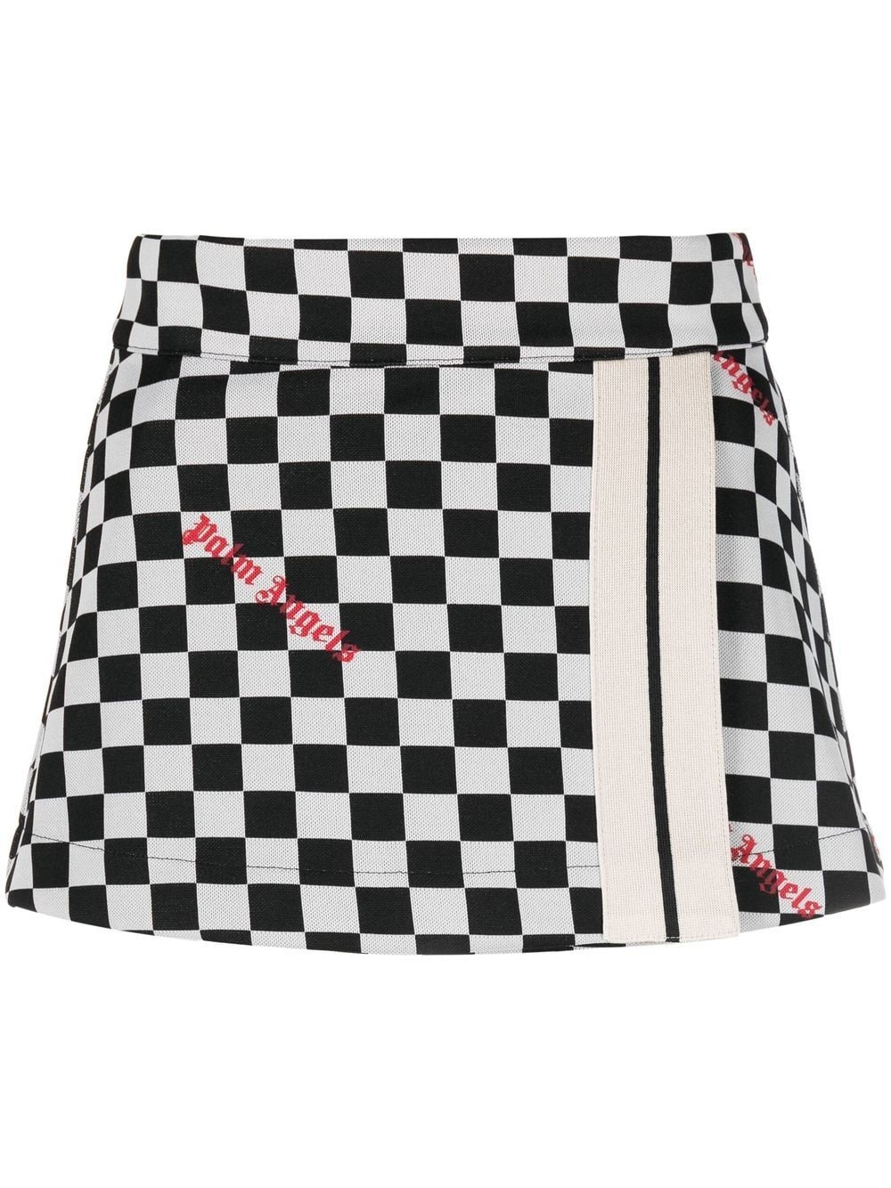 Damier logo-print stripe mini skirt - 1