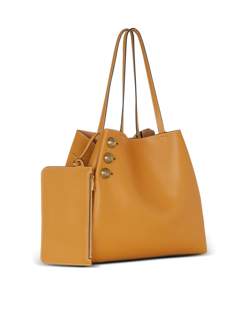 Emblème grained leather tote bag 3