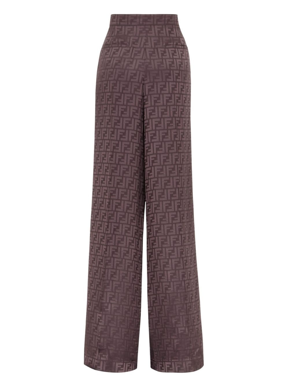 monogram jacquard silk trousers - 2