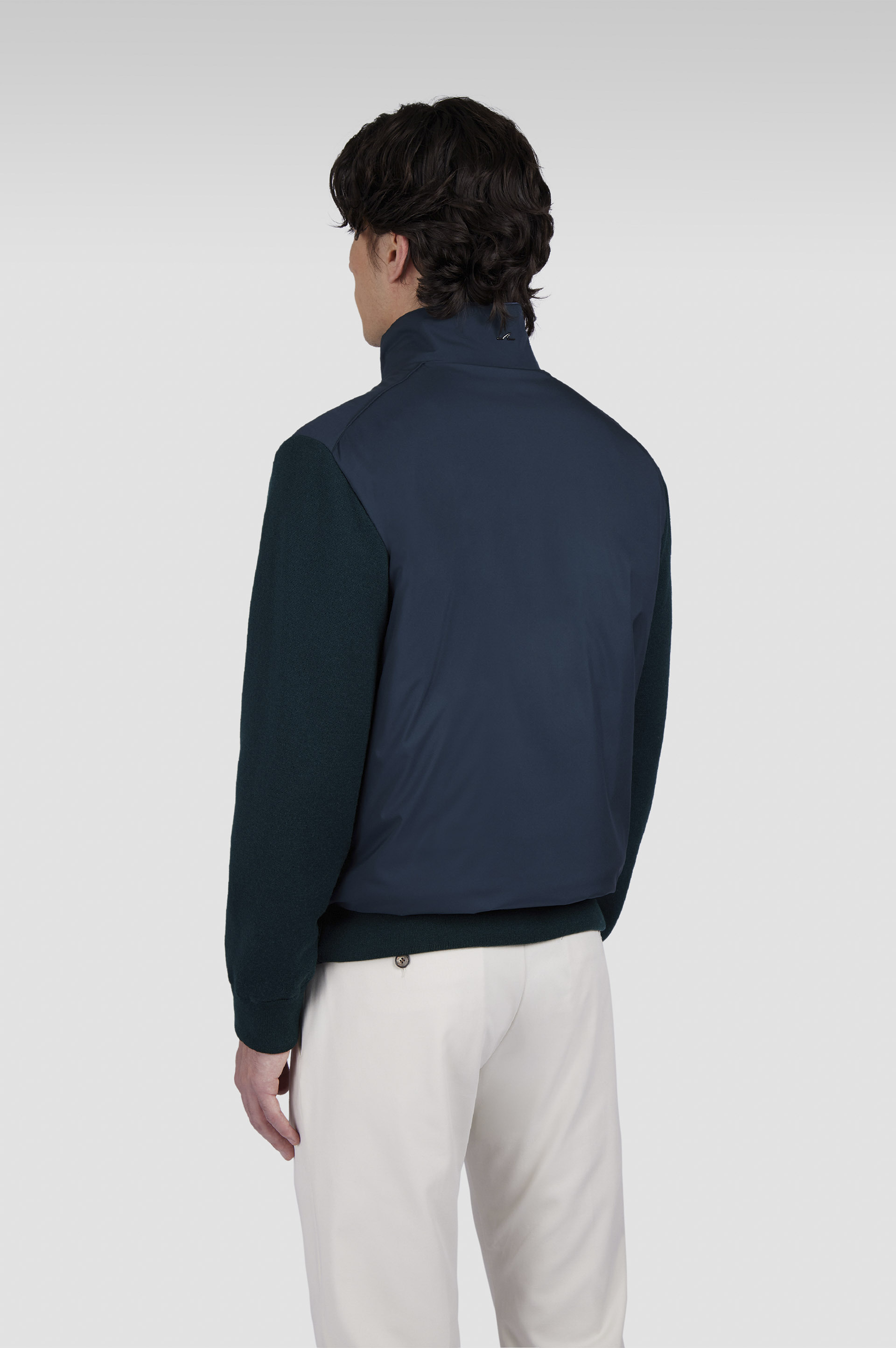 HYBRID ZIP-UP SWEATER IN SOFT COOL TOUCH WOOL AND TYPHOON® PLATINUM - 3