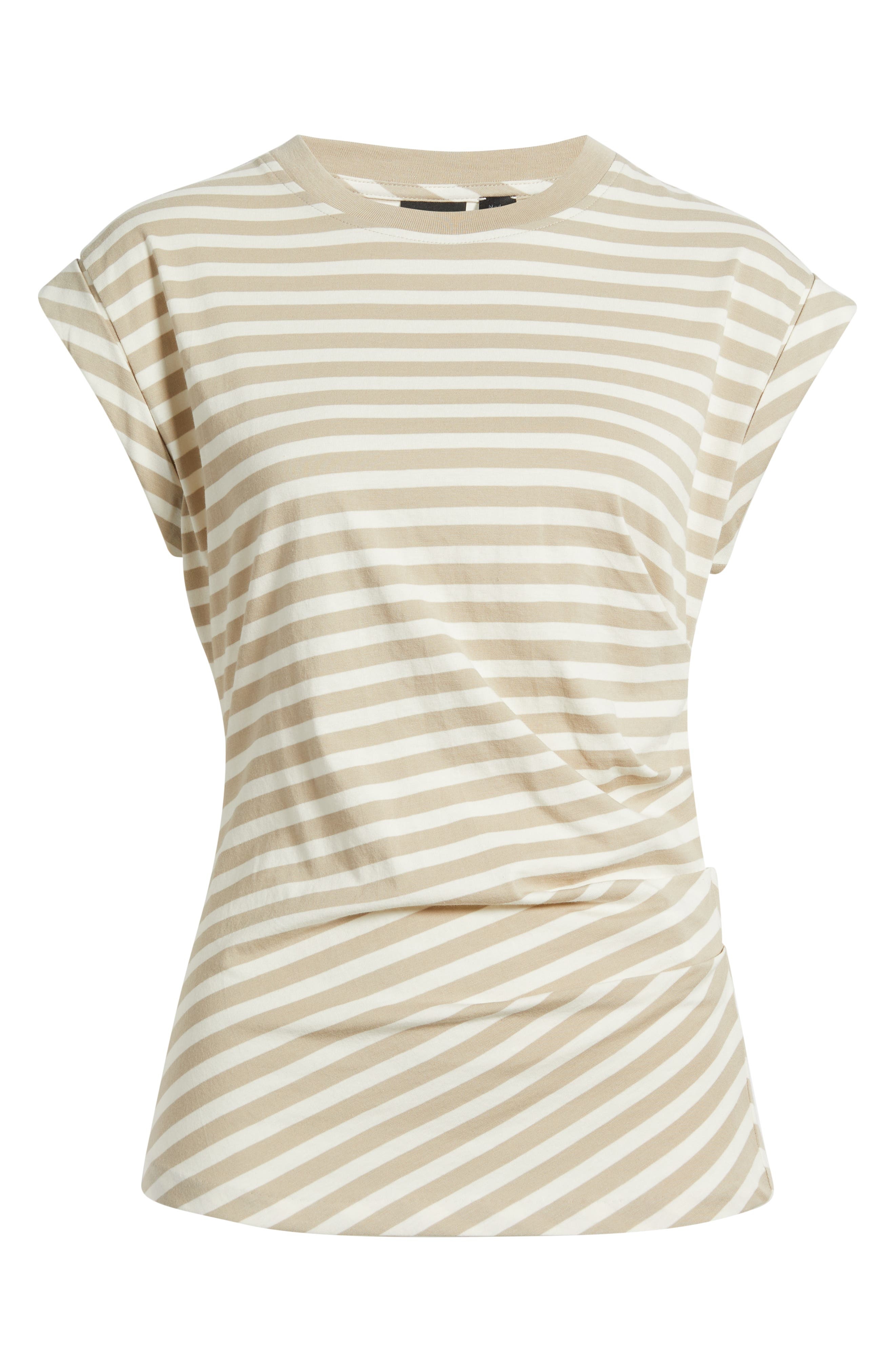 BOSS Epka Stripe Cotton Muscle T-Shirt in Pumice Stripe at Nordstrom - 5
