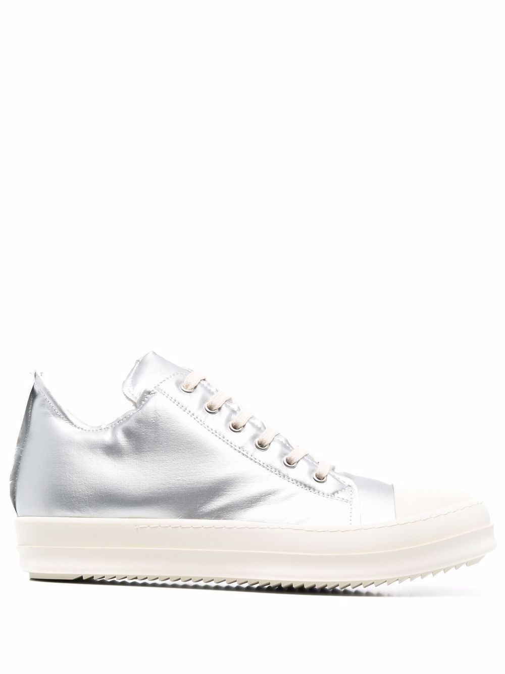 metallic-effect lace-up sneakers - 1