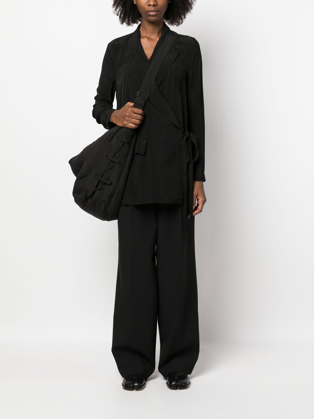 peak-lapels tie-waist blazer - 2