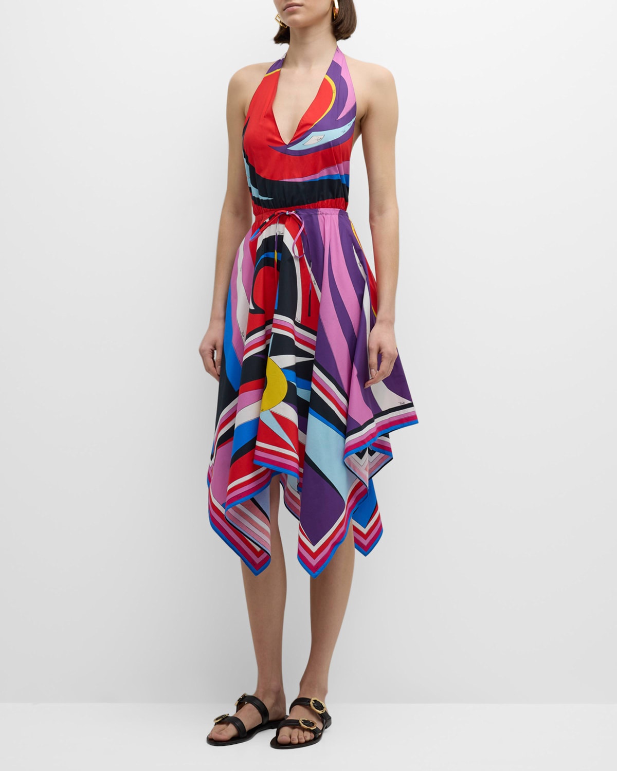 Abstract-Print Halter Handkerchief Dress - 3