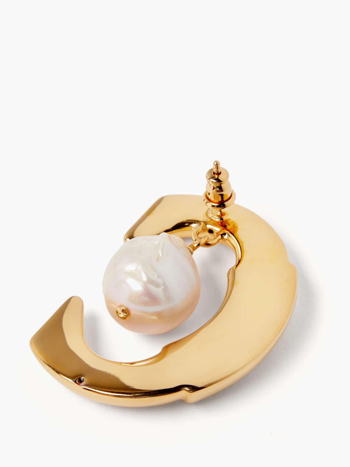 Darcey asymmetric pearl gold-tone drop earrings - 4