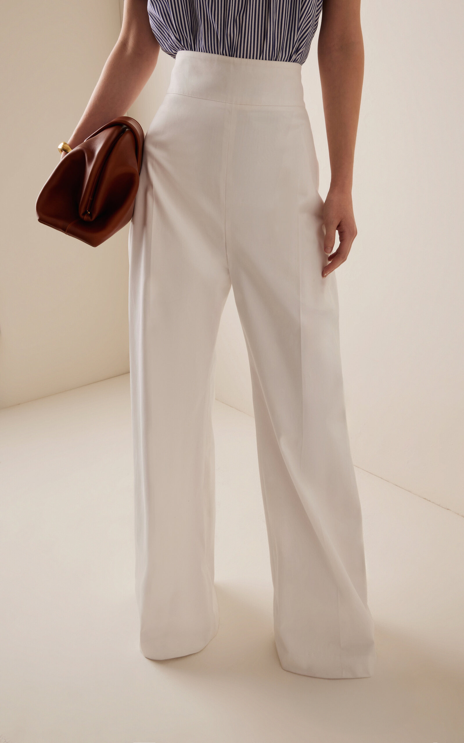 Stretch-Cotton Wide-Leg Pants white - 3