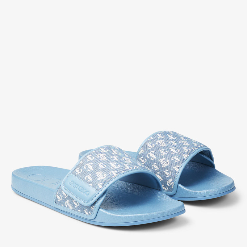 Fitz/M
Smoky Blue Nappa Leather and JC Monogram Denim Slides 2