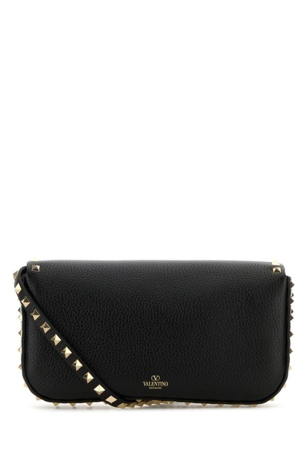 Black leather Rockstud crossbody bag - 3