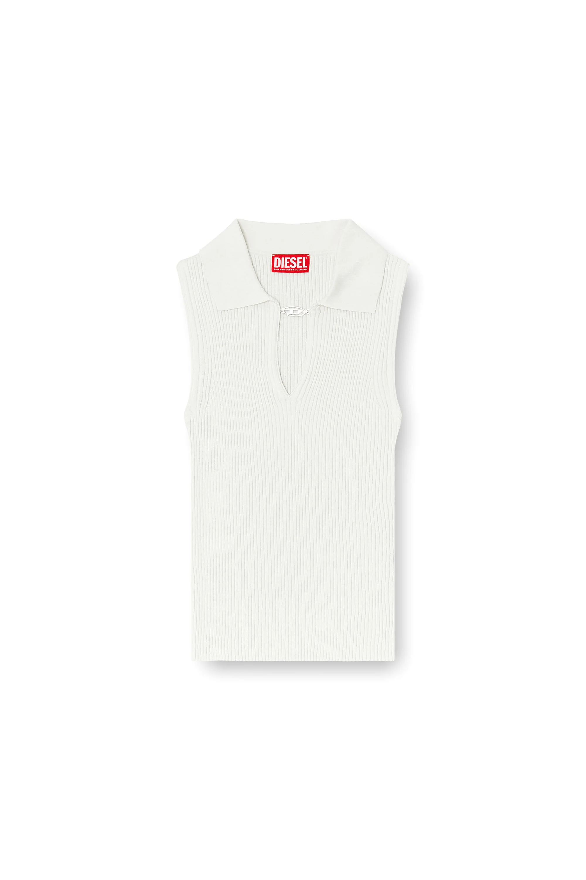 SLEEVELESS RIB-KNIT POLO TOP IN SILK BLEND - 1