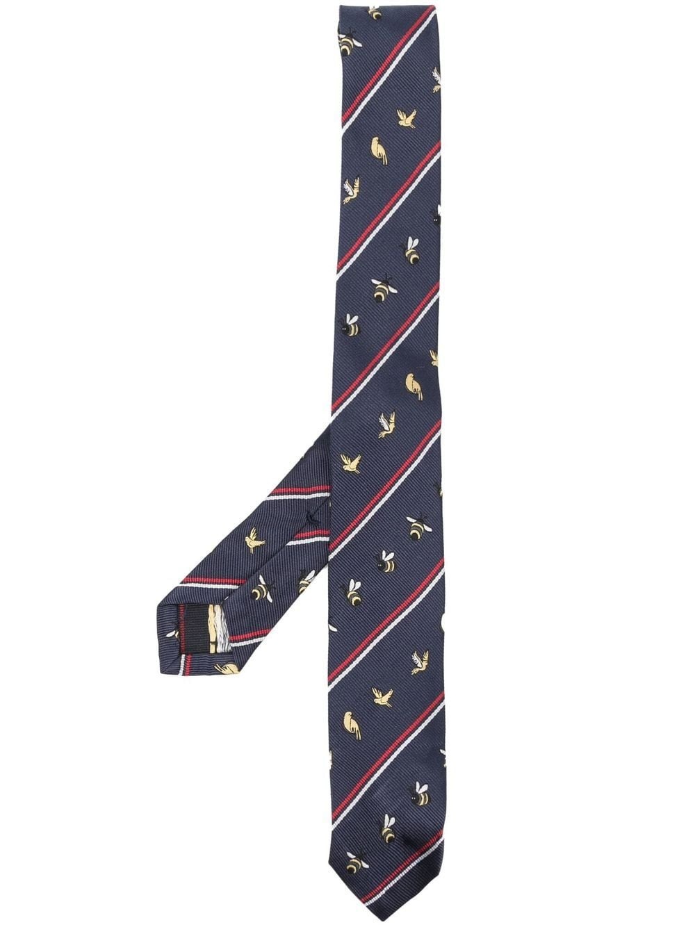 Birds And Bees print silk tie - 1