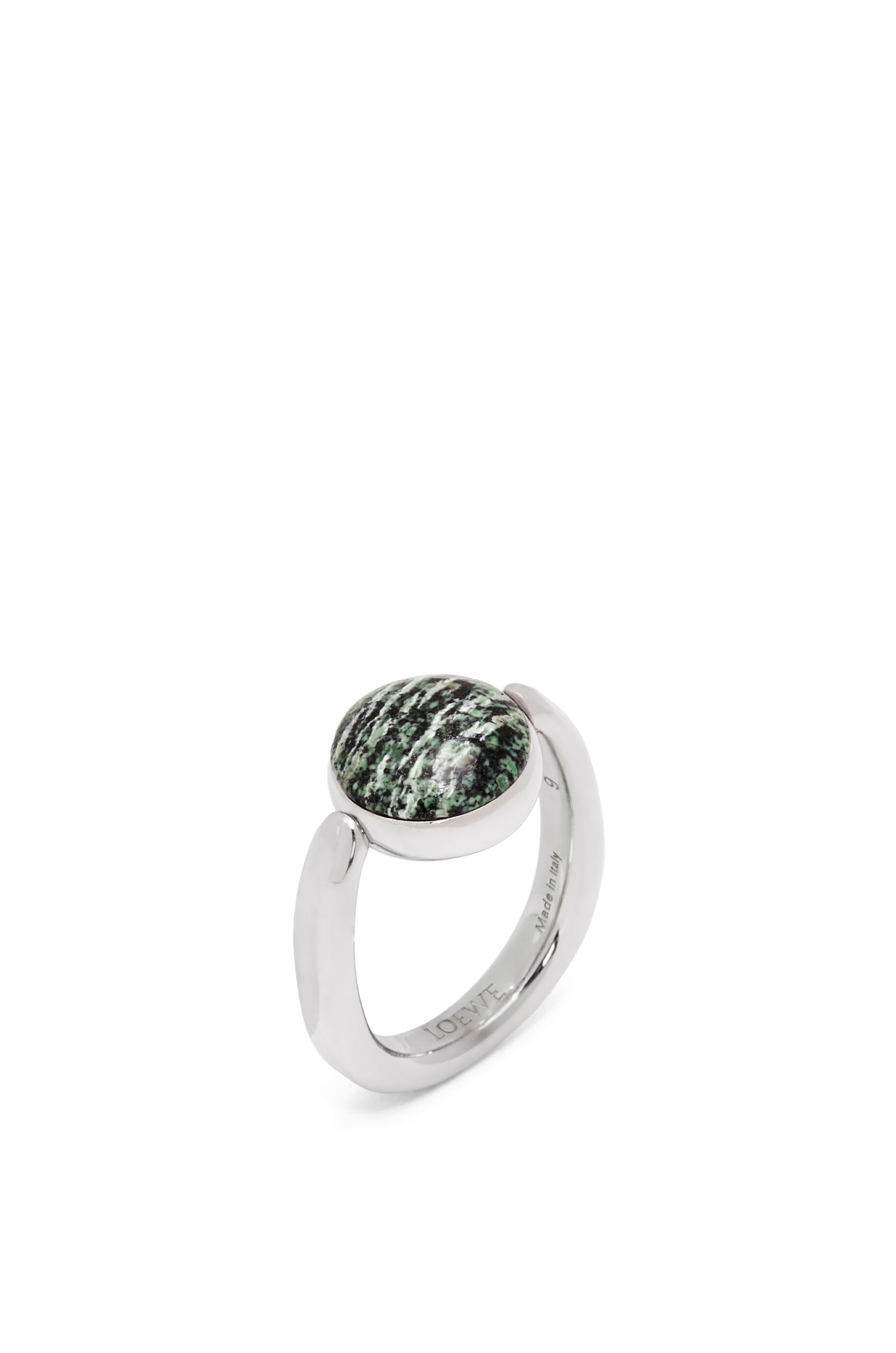 Anagram Pebble ring in sterling silver and green jasper - 2