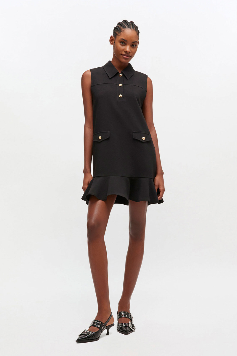 GANNI BLACK TWILL SUITING MINI DRESS outlook