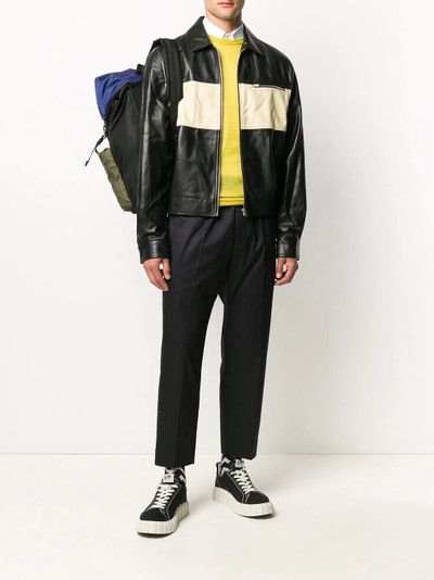 Marni two-tone zipped leather jacket outlook