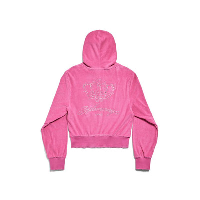 BALENCIAGA Women's Bb Motel Zip-up Hoodie Fitted in Dark Pink outlook