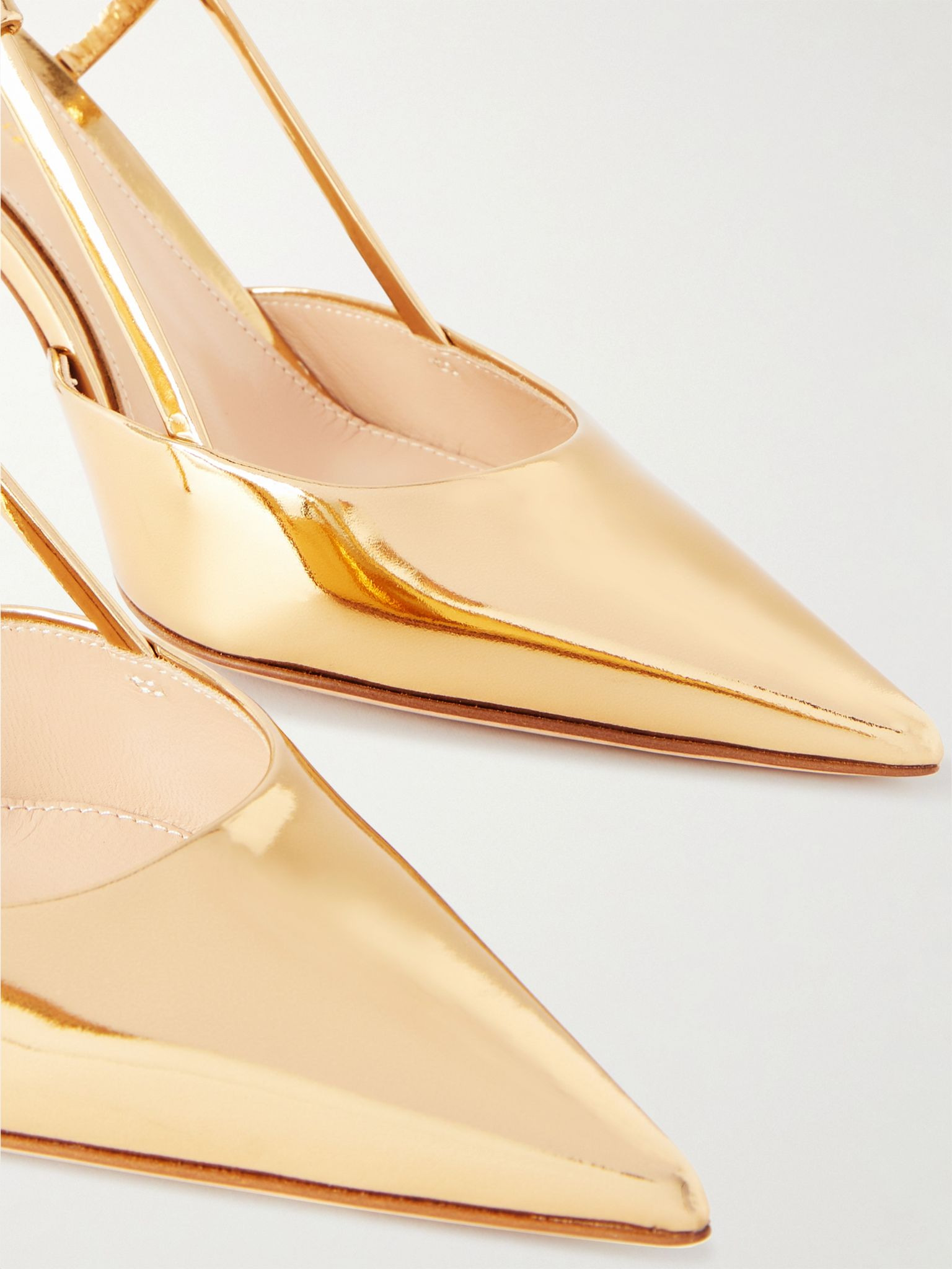 Ascent 85 mirrored-leather slingback pumps Gold - 4