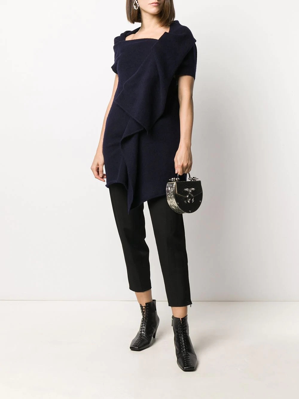 asymmetric short-sleeve knit jumper - 2