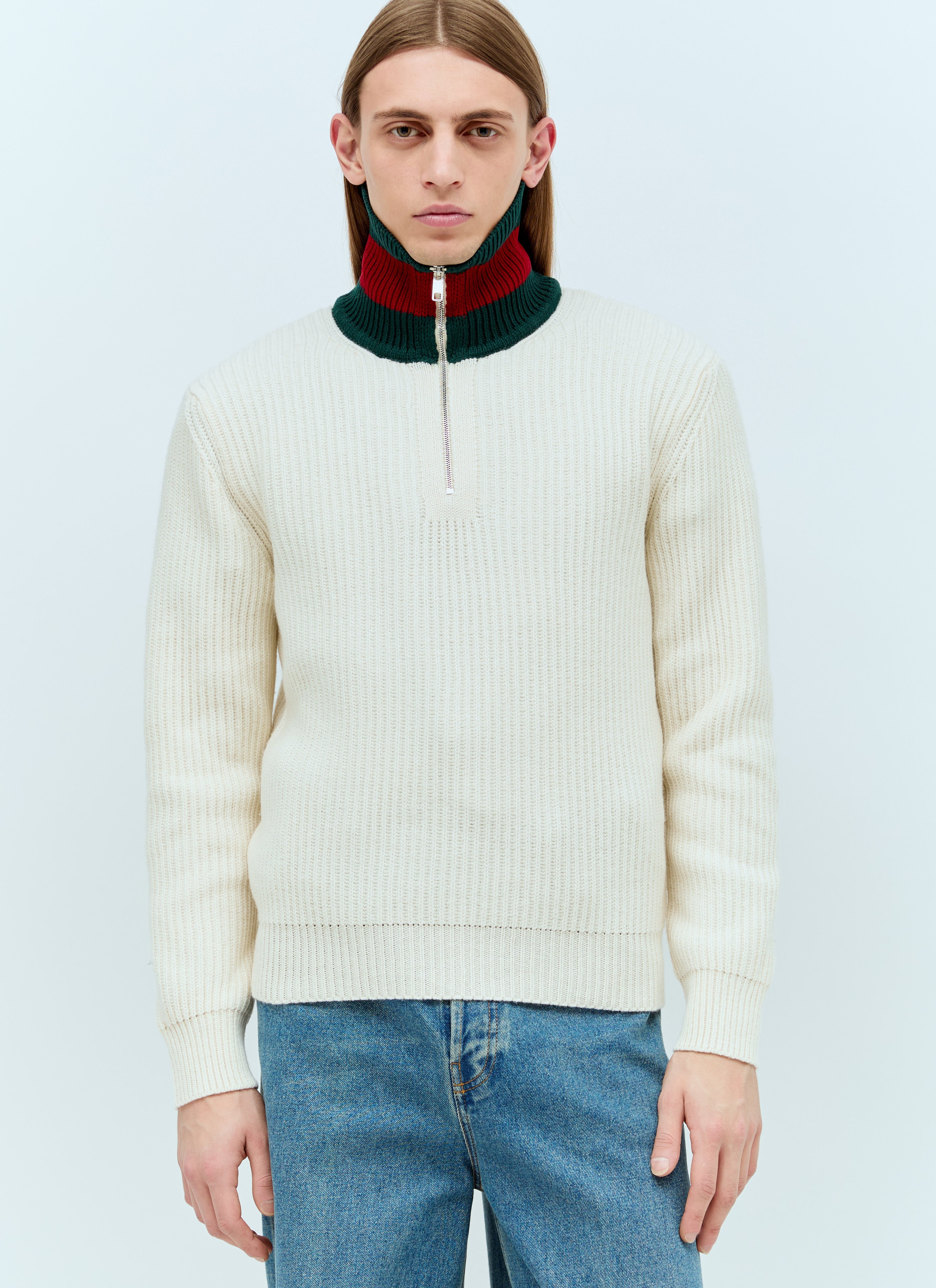 Gucci Men Wool Knit Web Sweater - 1