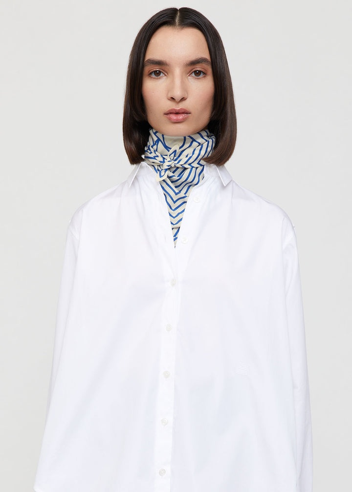 Signature monogram silk cotton scarf cobalt - 4