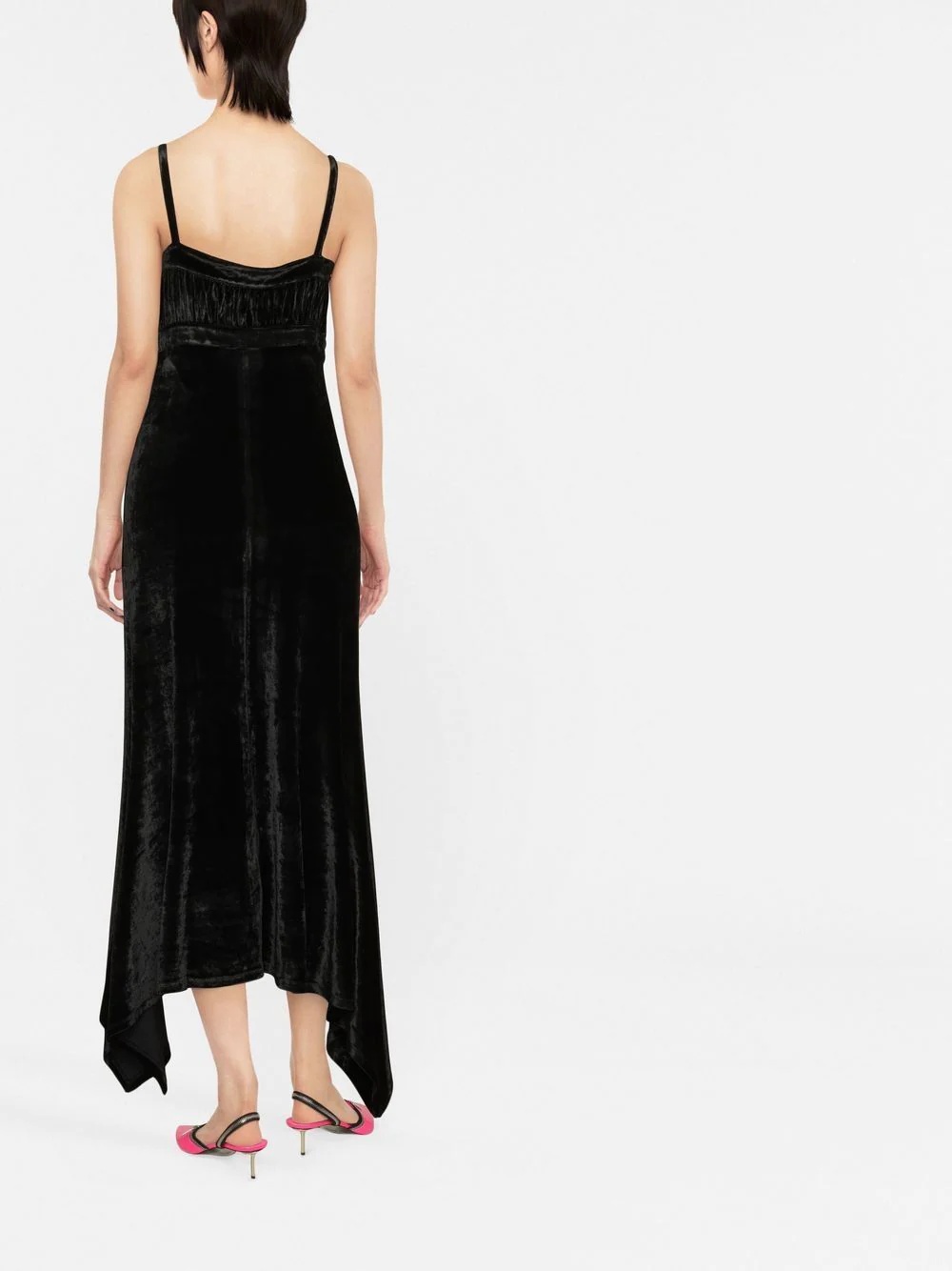 asymmetric button-up midi dress - 4