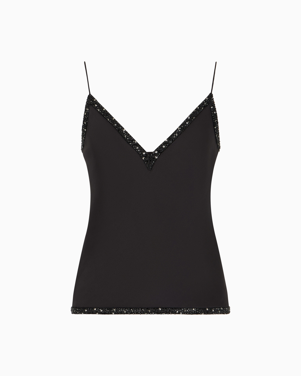 V-NECK SILK TOP WITH EMBROIDERY - 1