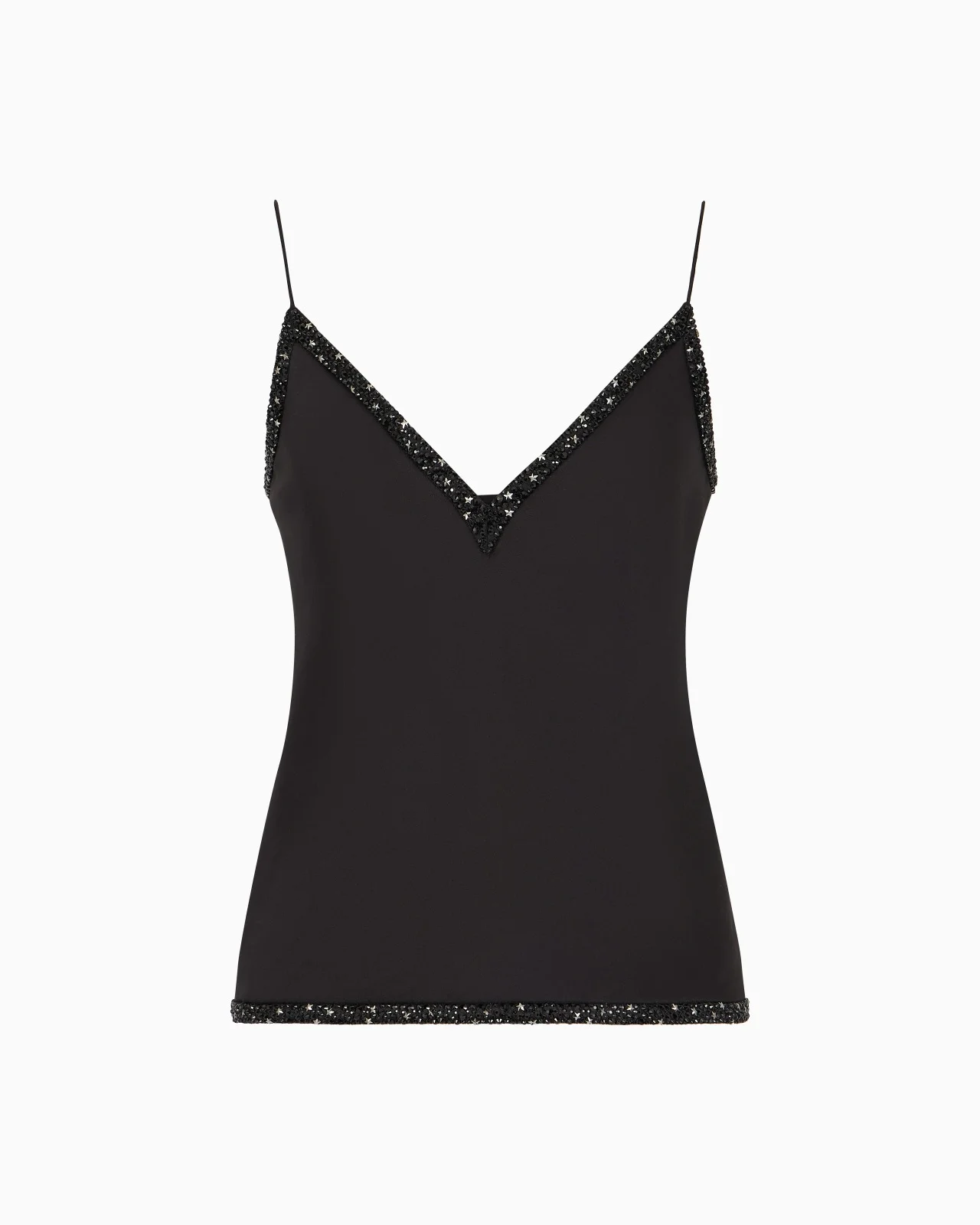 V-NECK SILK TOP WITH EMBROIDERY - 1