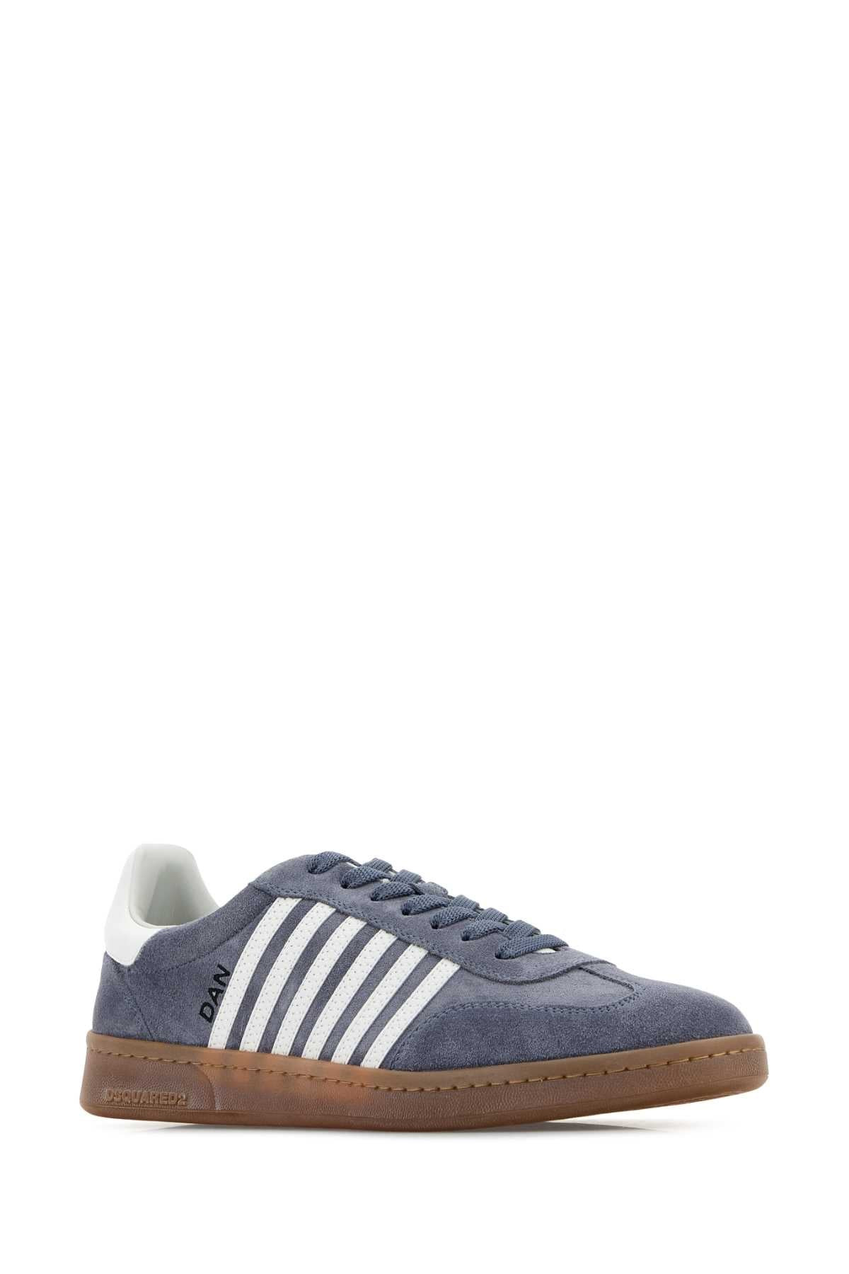 Dsquared Men Powder Blue Suede Boxer Sneakers - 2