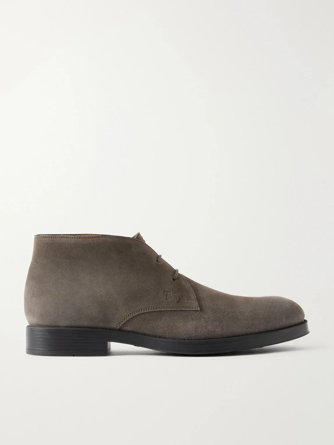 Logo Debossed Suede Lace-Up Boots - 1
