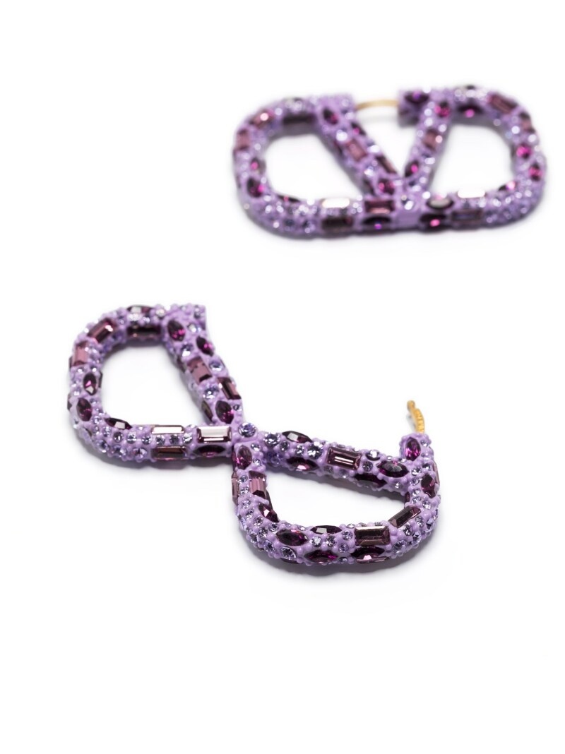 Vlogo crystal-embellished hoop earrings - 3