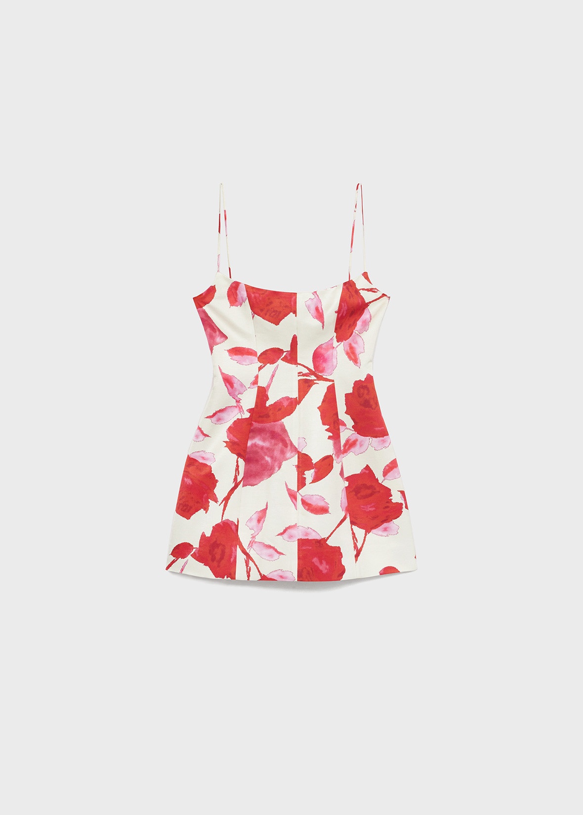 MINI DRESS IN PRINTED SATIN WITH SHAPED SKIRT - 1