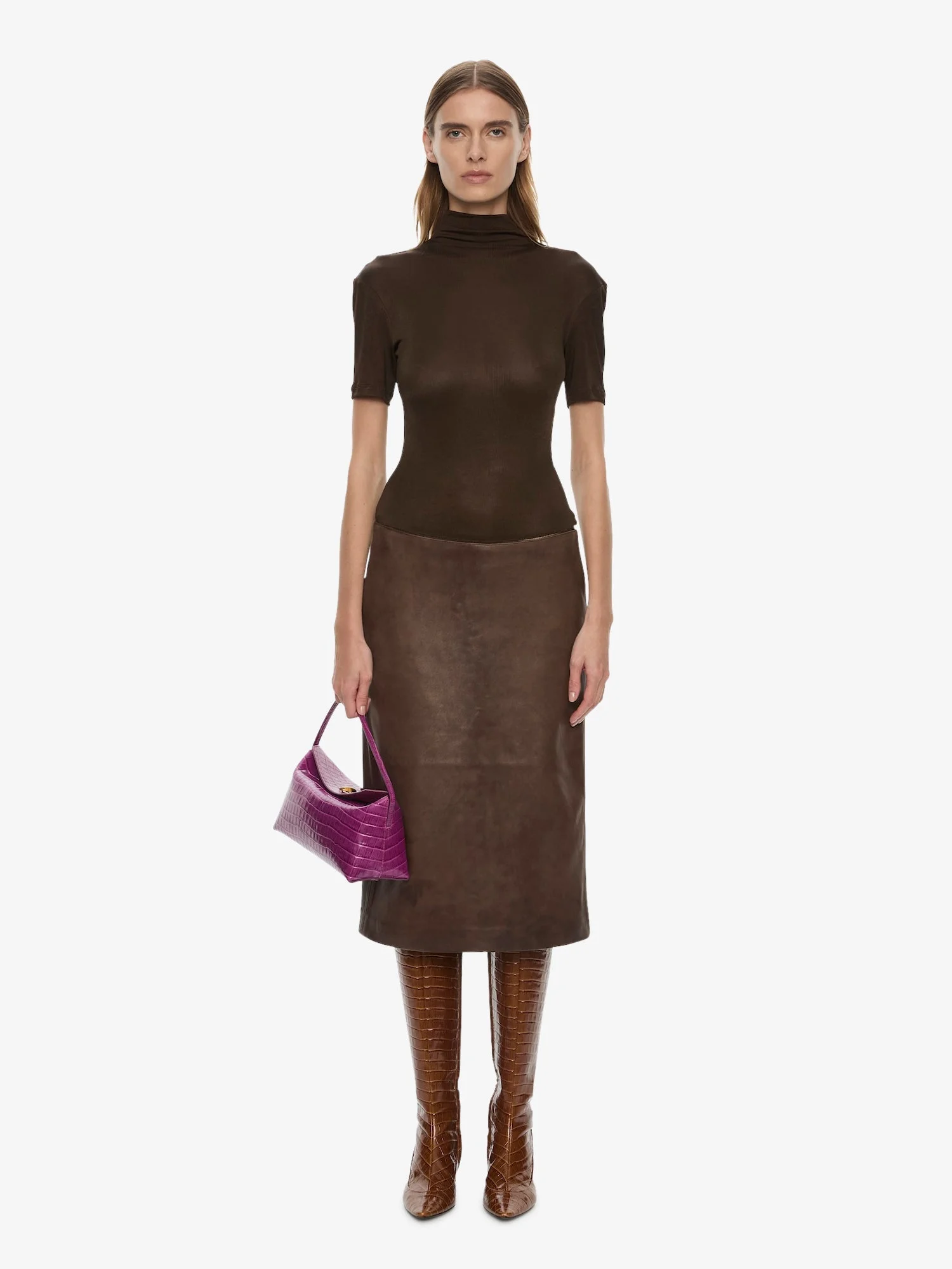 Redux Ribbed Leather Tee Dress - 1