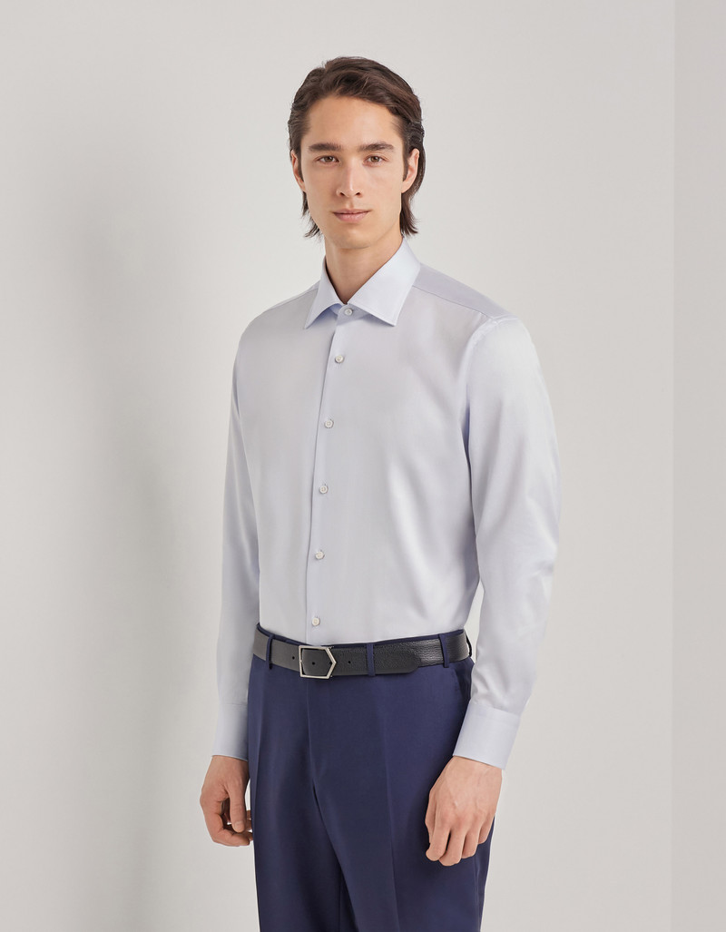 Canali REGULAR FIT SHIRT IN LIGHT BLUE SEA ISLAND COTTON TWILL outlook