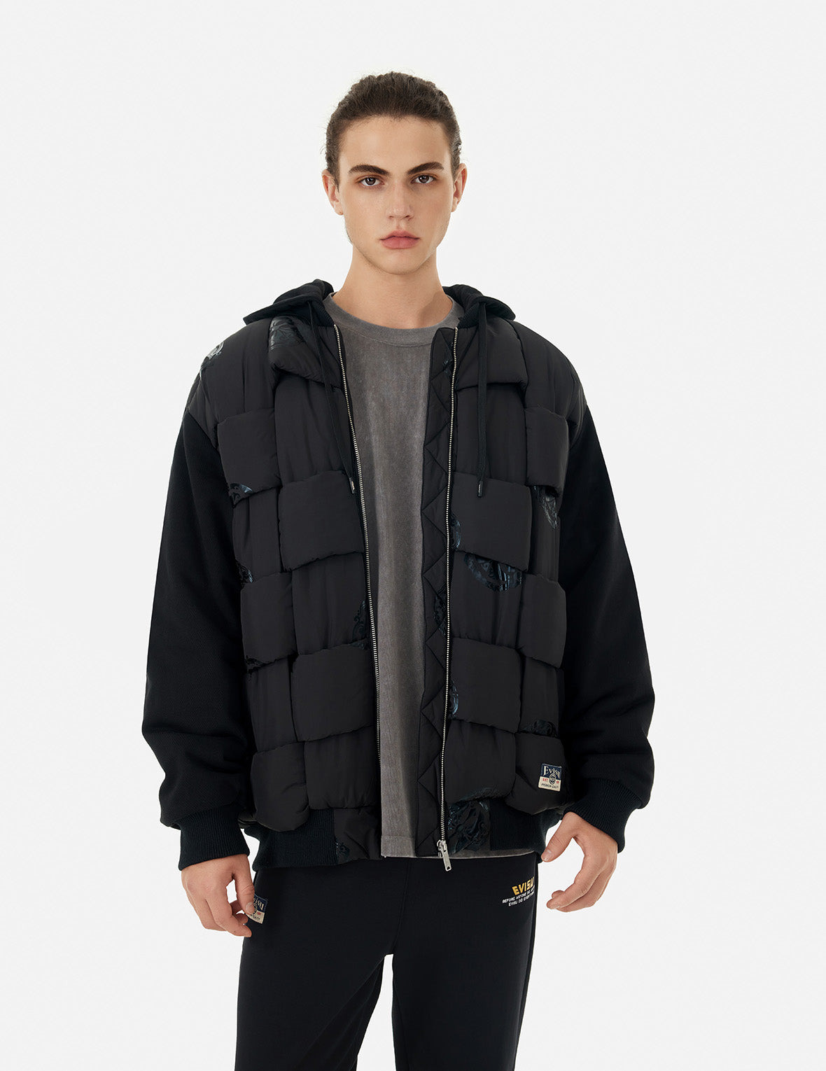 KAMON PRINT LOOSE FIT PADDED BOMBER JACKET - 3