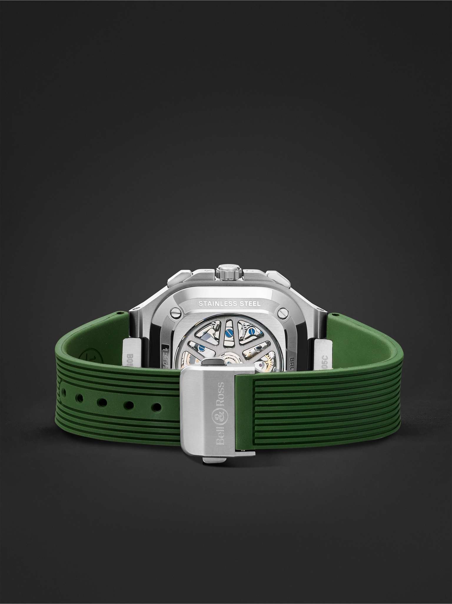 BR 05 Automatic Chronograph 42mm Stainless Steel and Rubber Watch, Ref. No. BR05C-GN-ST/SRB - 7