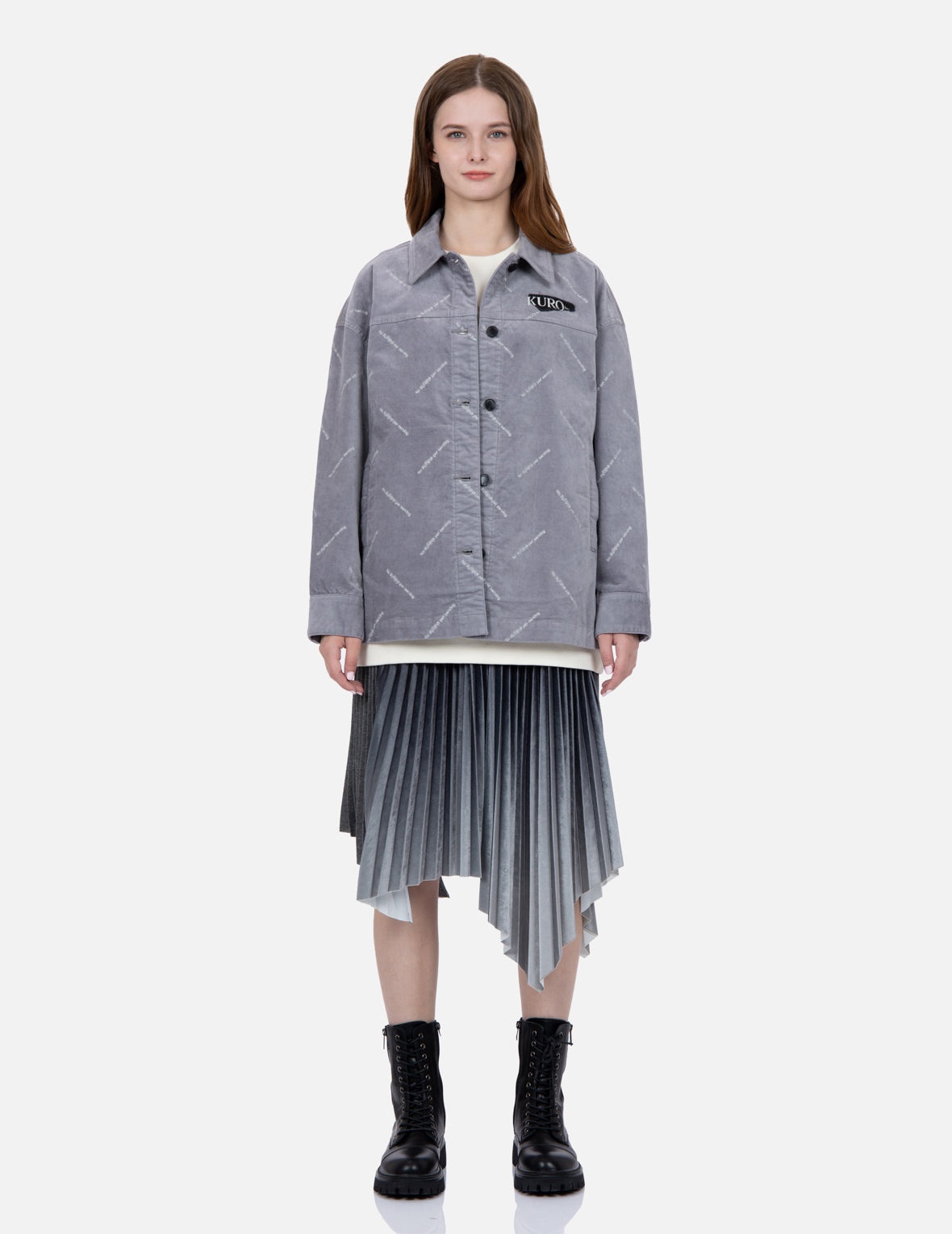 Monogram Print Velvet Shirt Jacket - 5