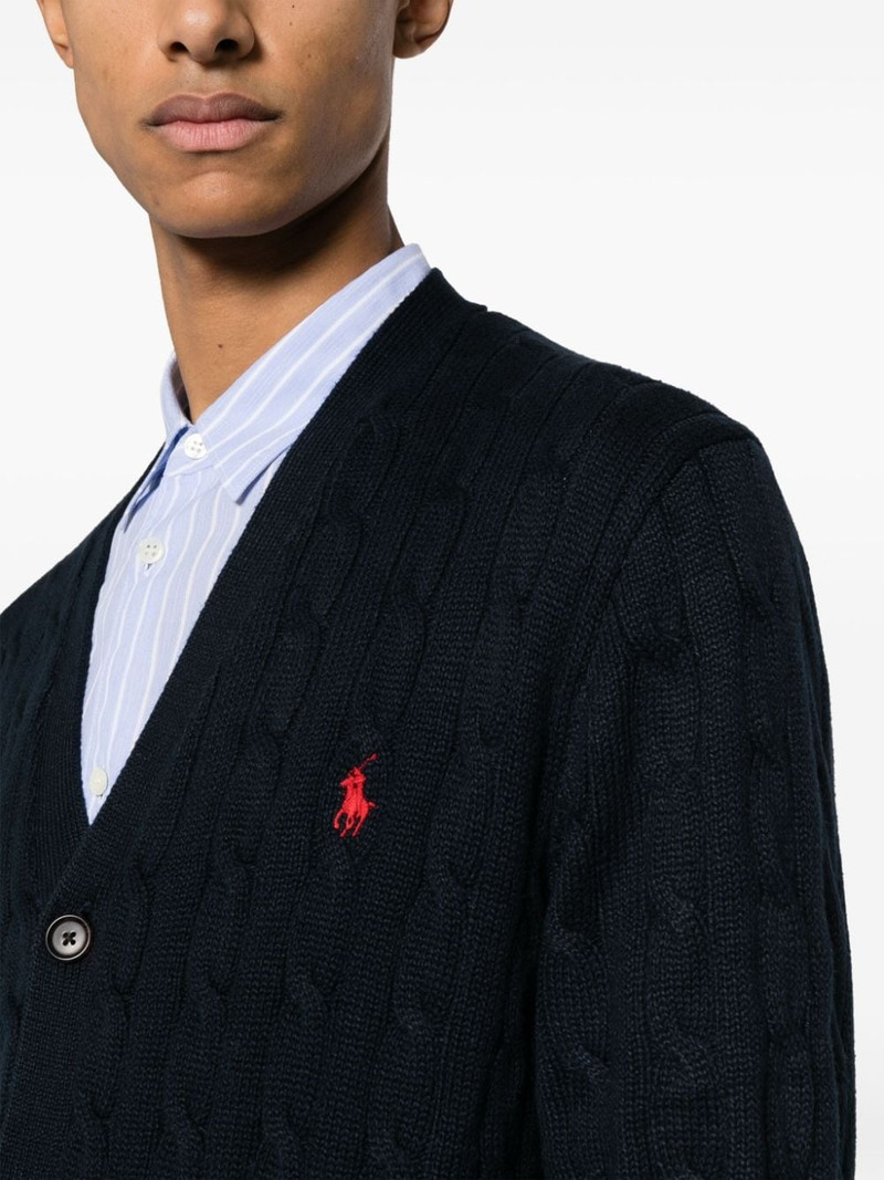 logo-embroidered cable-knit cardigan 5