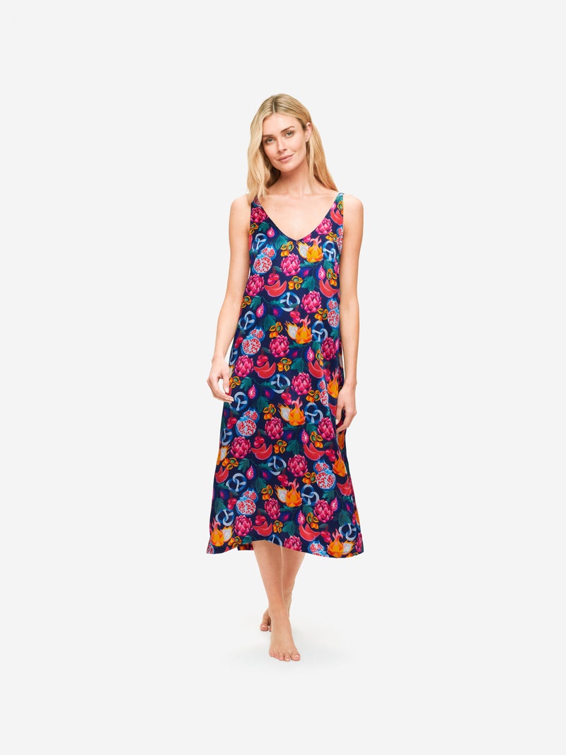 Women's Chemise Brindisi 78 Silk Satin Navy - 3