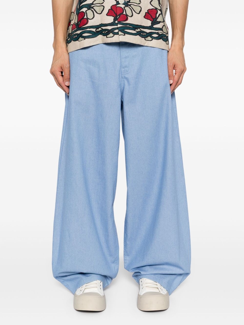 wide-leg denim jeans - 5