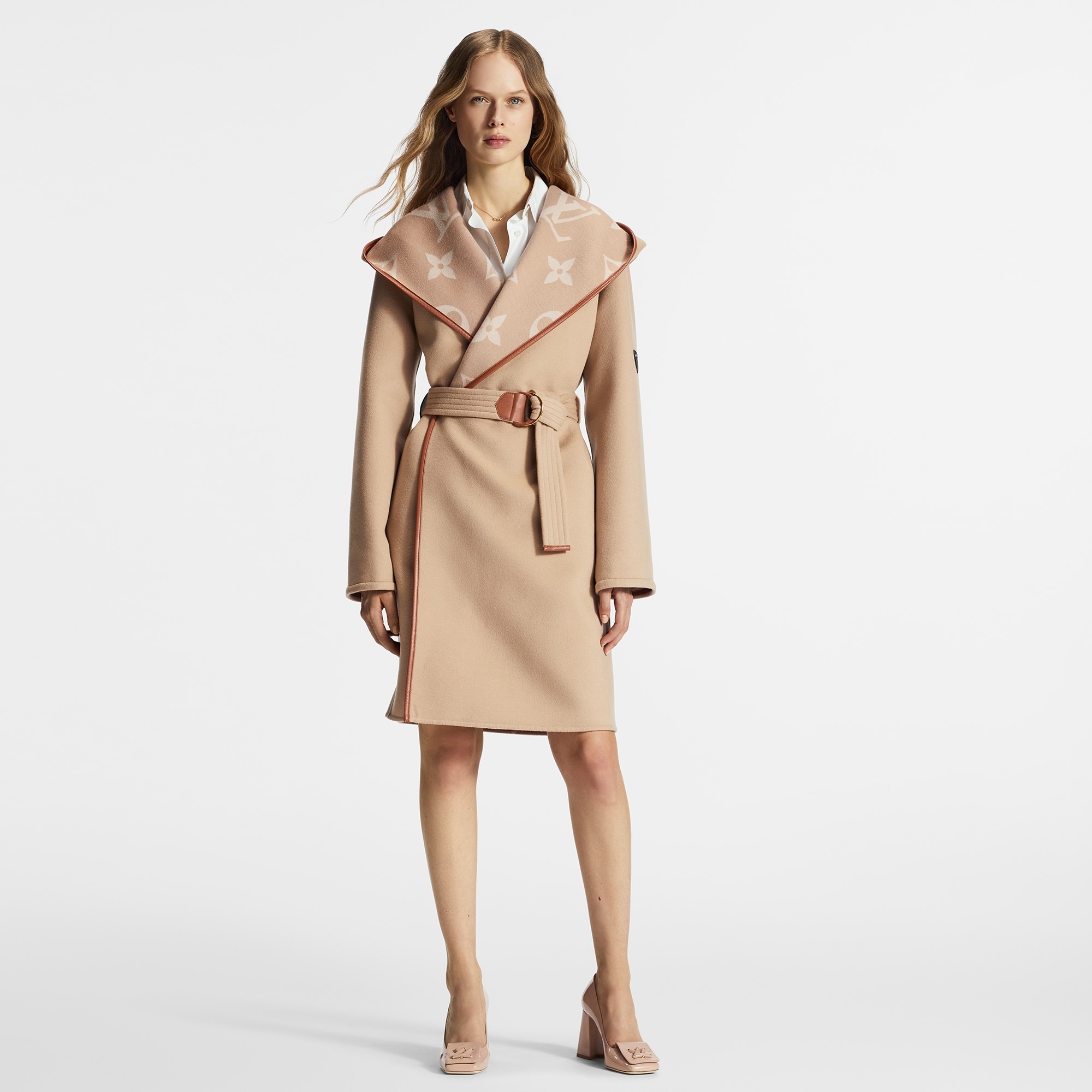 Belted Double Face Hooded Wrap Coat - 4