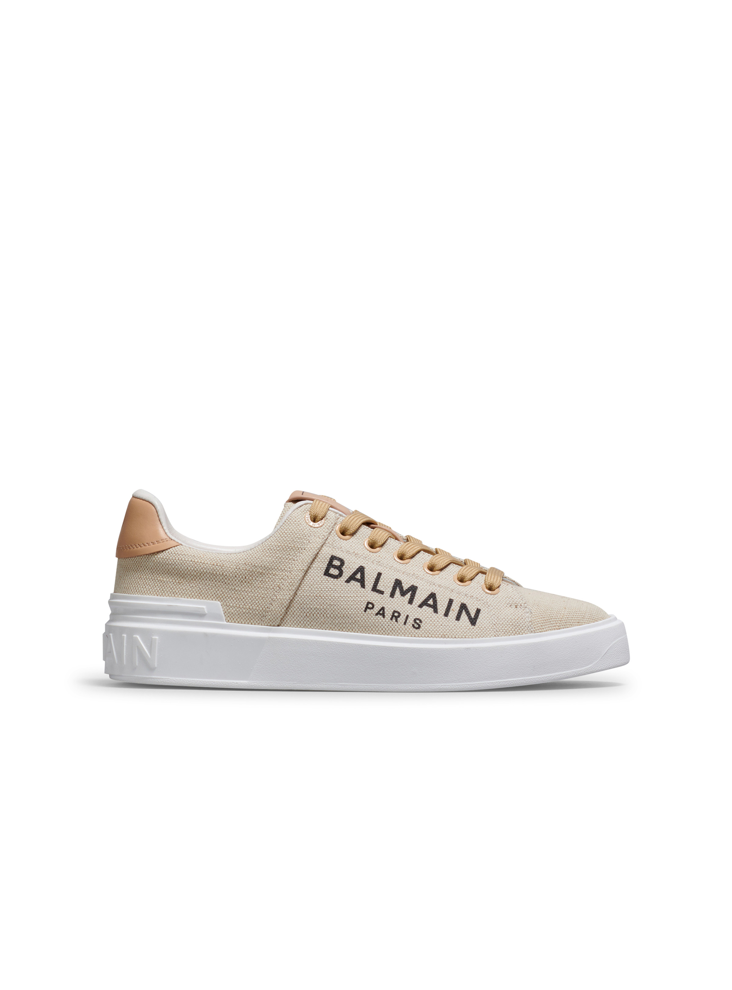 Balmain logo print canvas B-Court sneakers - 1