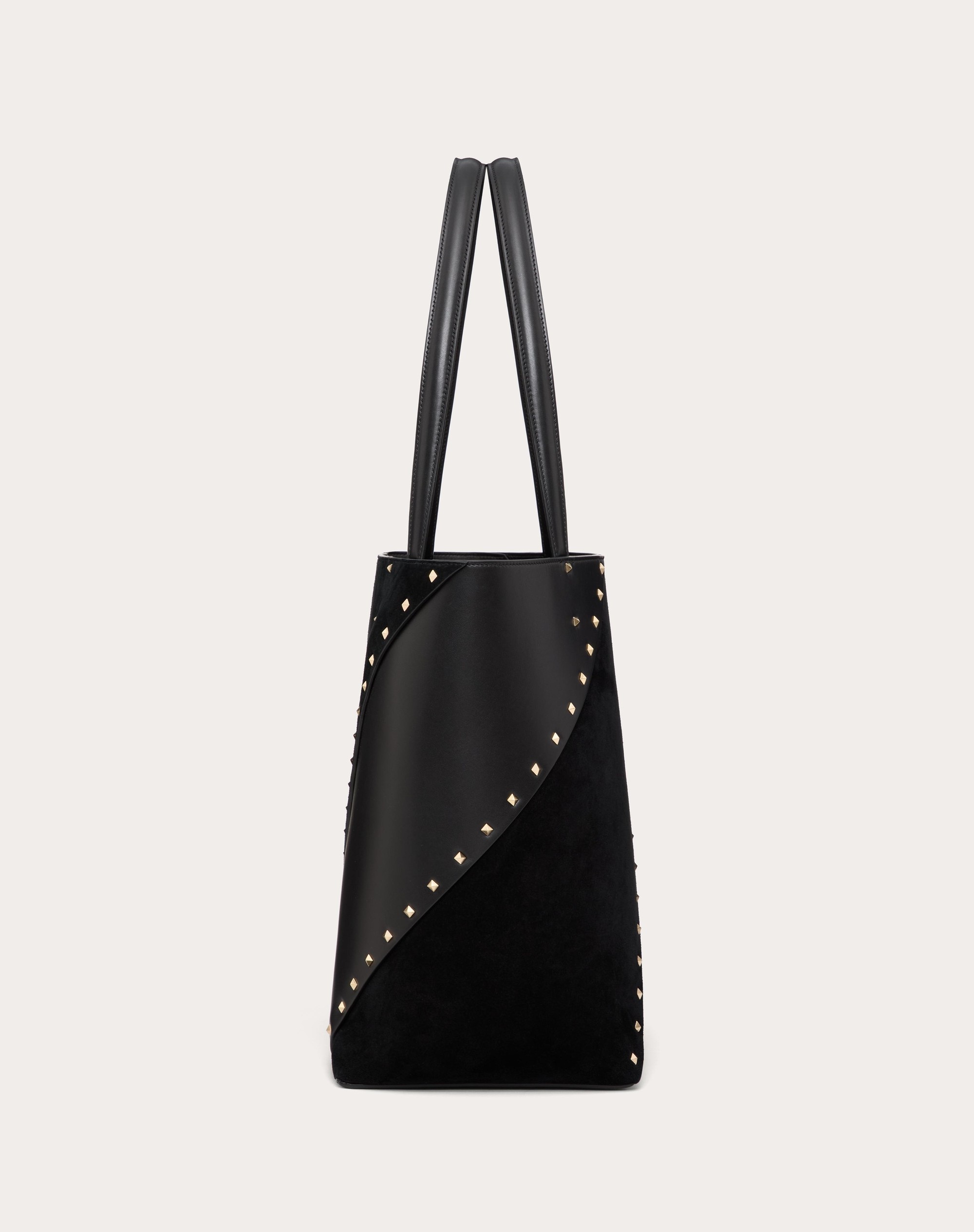 VALENTINO GARAVANI VALENTINO GARAVANI ROCKSTUD WISPY SHOPPING BAG IN CALFSKIN AND SUEDE - 5