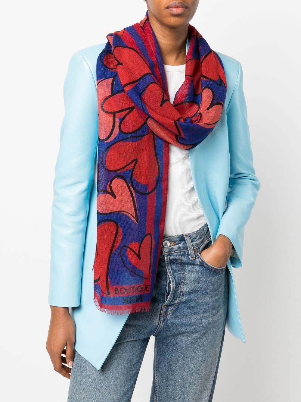 heart-print wool scarf - 2