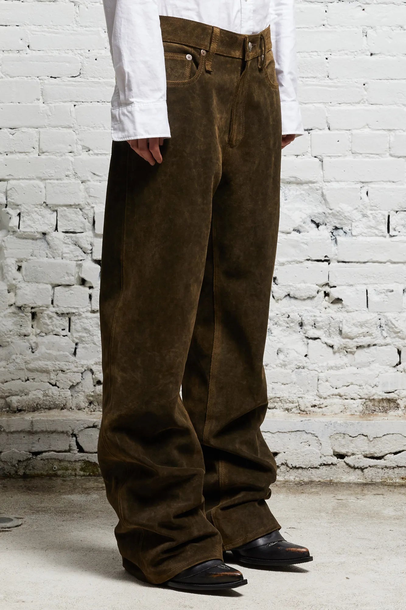 D'ARCY LOOSE LEATHER PANT - BROWN - 3