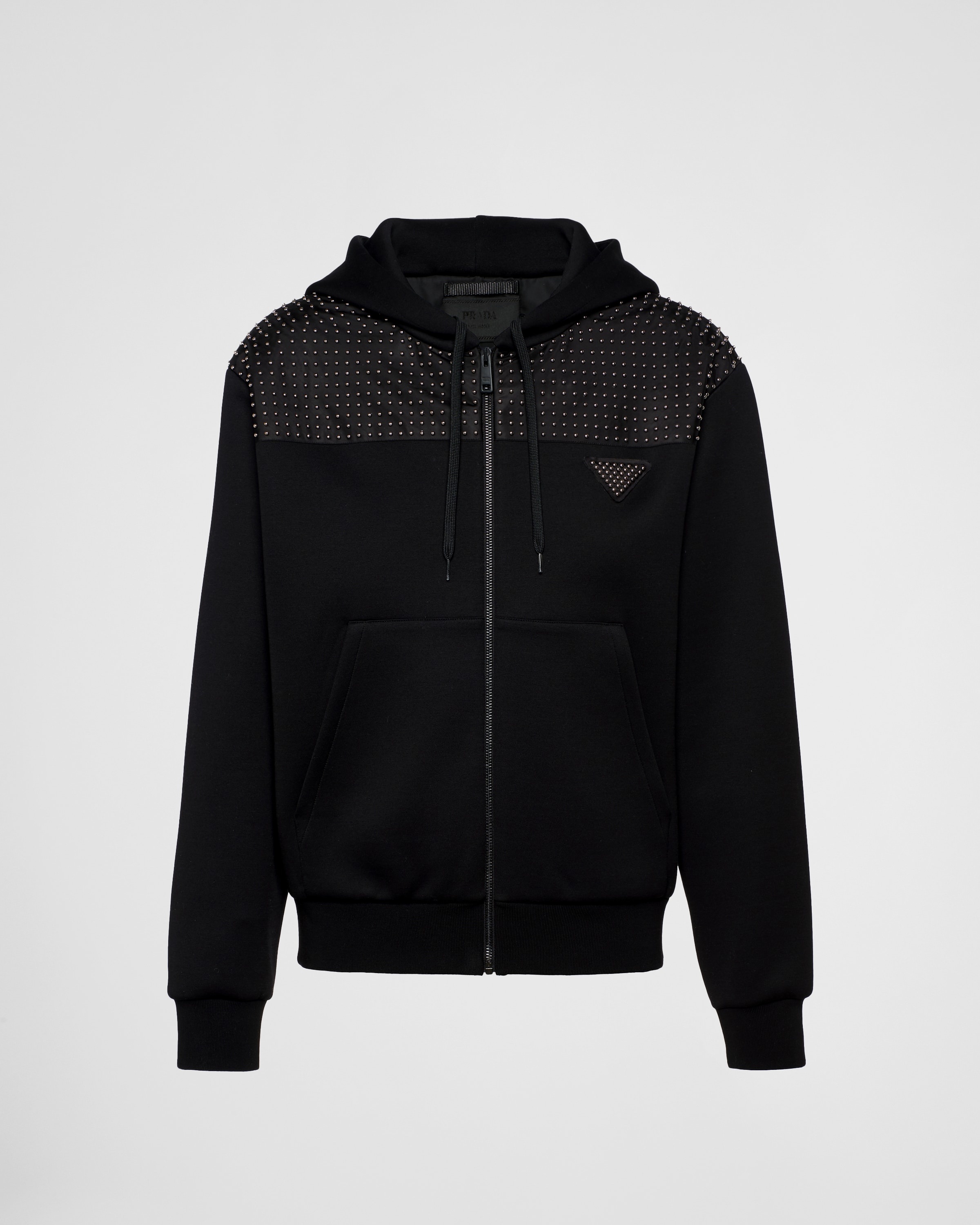 Studded technical fabric hoodie - 1