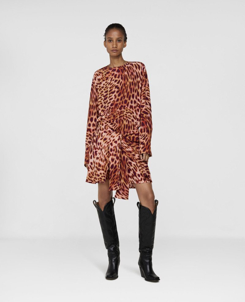 Stella McCartney Cheetah Print Wrapped Silk Dress outlook